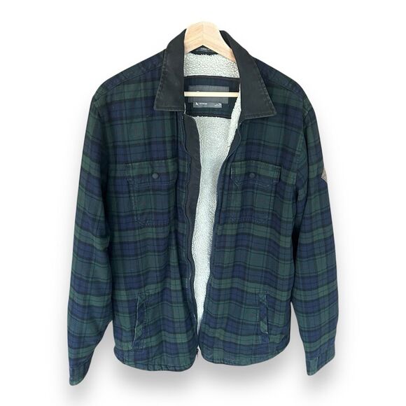 Eddie Bauer Other - Eddie Bauer Work Jacket Coat  Shacket Green Blue Plaid Sherpa Size Tall Medium
